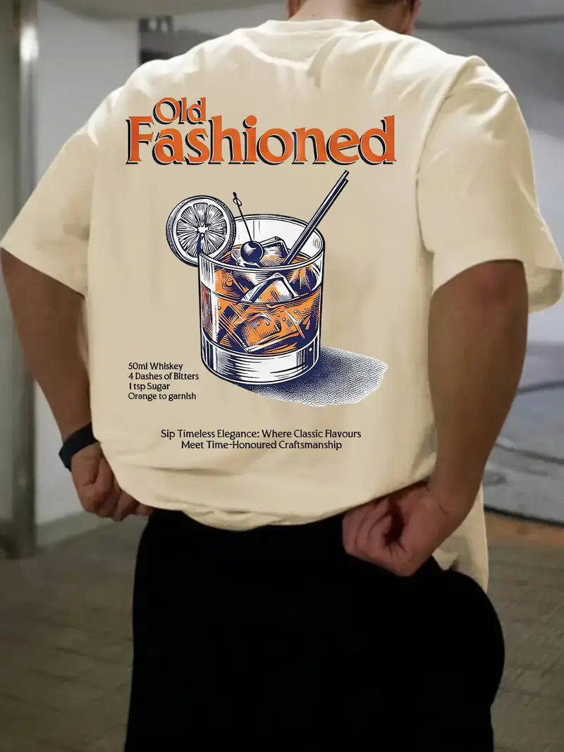 Classic Printed T-Shirt for Men, Casual Crew Neck