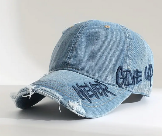Vintage-Style Washed Denim Baseball Cap