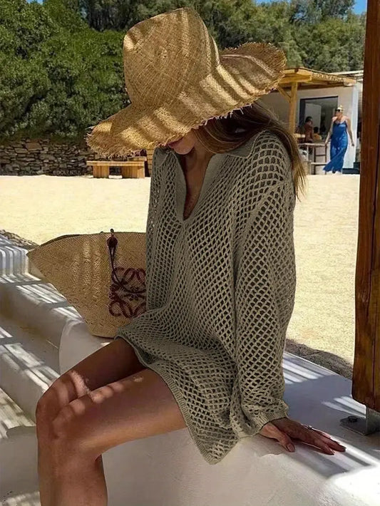 Women's Beach Dress Features a Semi-Sheer