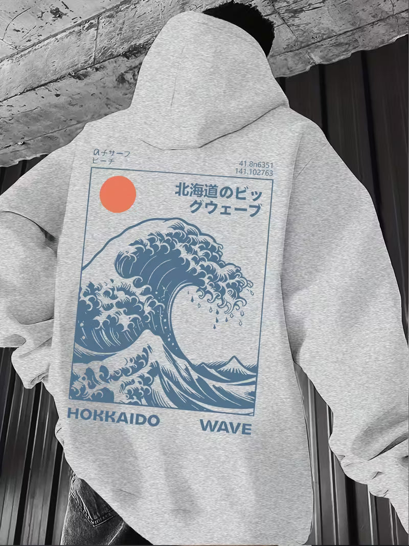 Mens Hoodie Japanese Wave