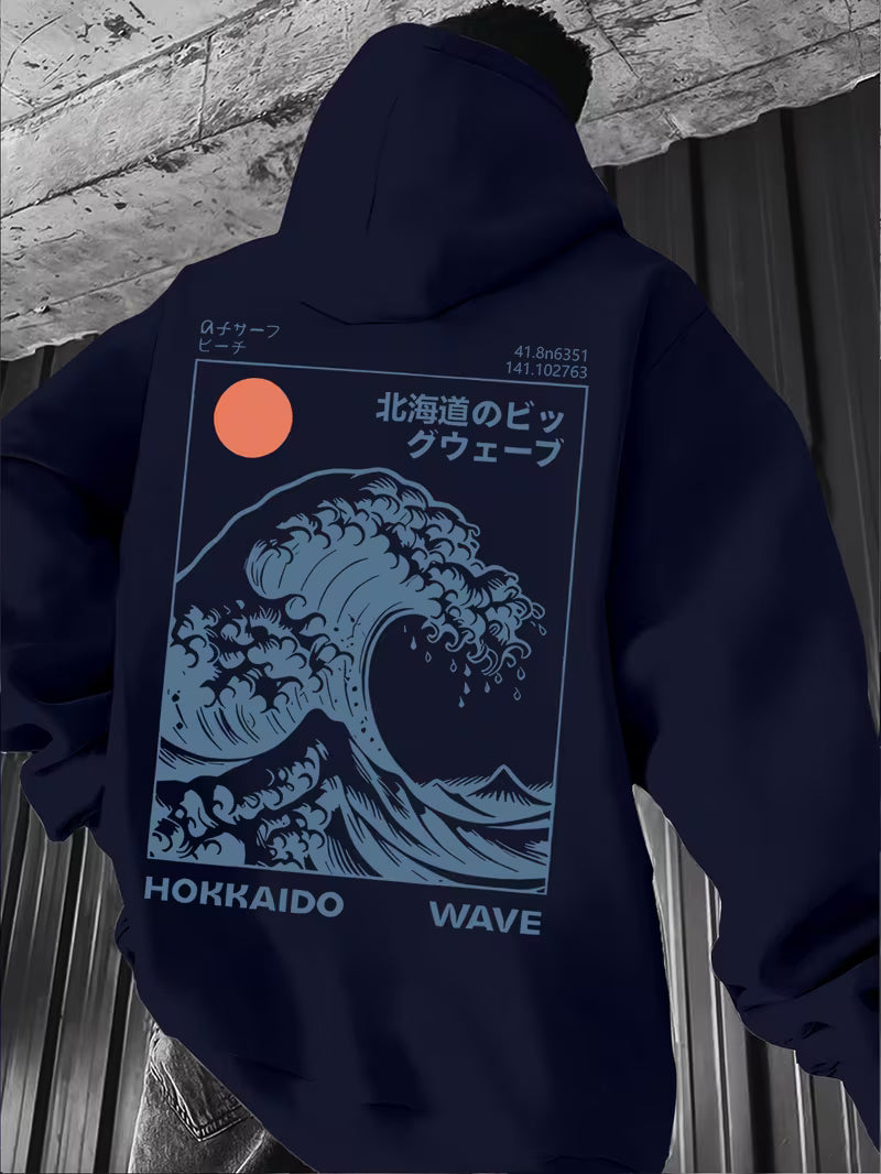 Mens Hoodie Japanese Wave