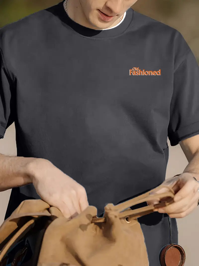 Classic Printed T-Shirt for Men, Casual Crew Neck