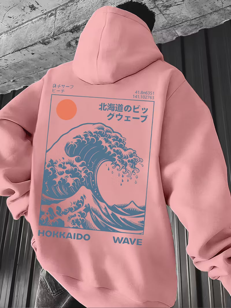 Mens Hoodie Japanese Wave