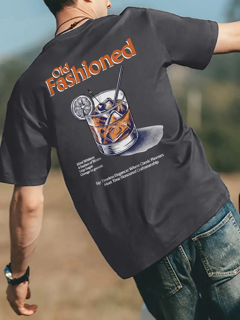 Classic Printed T-Shirt for Men, Casual Crew Neck