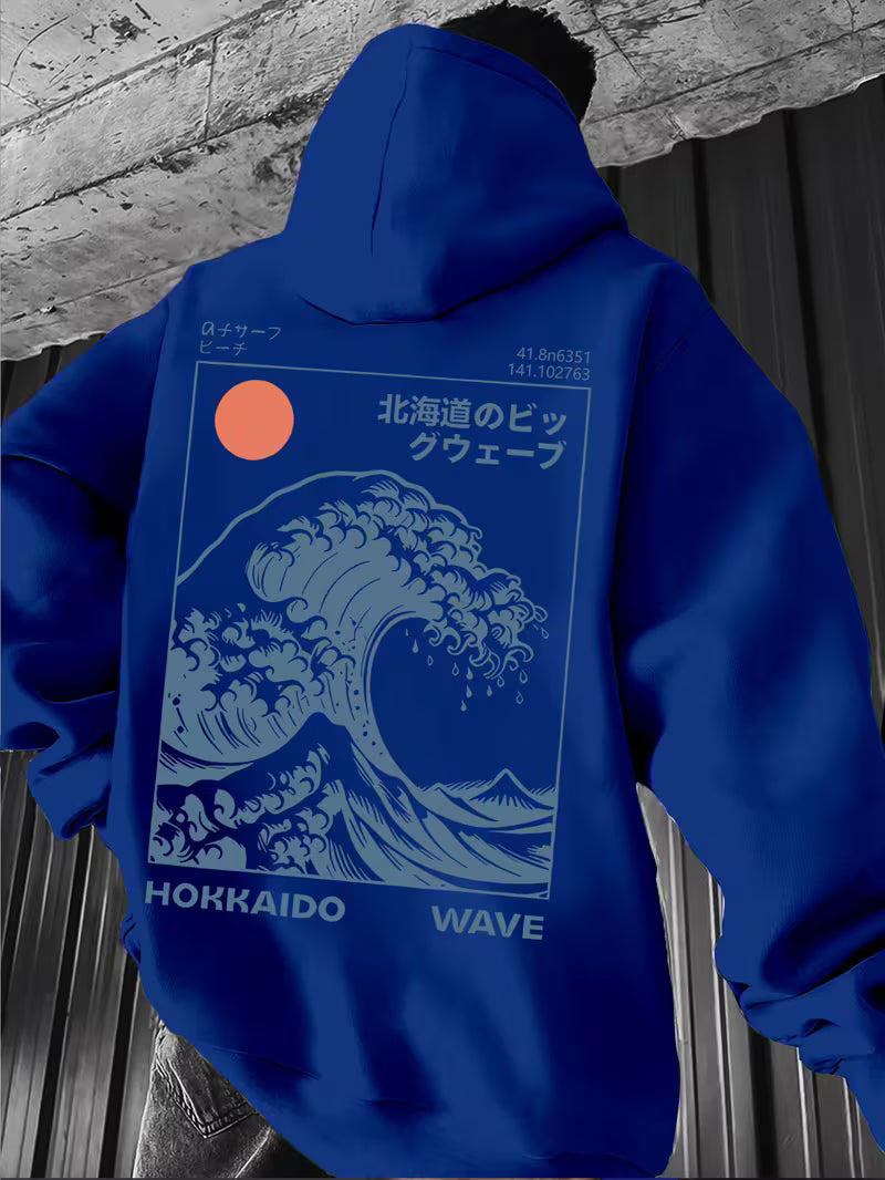 Mens Hoodie Japanese Wave
